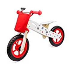 G4RCE HYGRAD® Wooden Balance Bike Kids Running Walking Lightweight Training Bikes + Bell & Basket (Red)