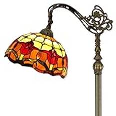 4MYHOME Tiffany Floor Lamp Red Tulip Flower Stained Glass Arched Lamp 12X18X64 Inches Gooseneck Adjustable Corner Standing Reading Light Decor Bedroom Living Room S030 Series…