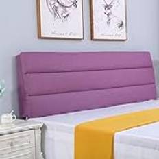 Bed Headboard Cover Bedside Backrest Cushion Upholstered Bed Head Cover Double King Size Single Cotton Velvet Padded Bed Headboard Slipcover Kids Adult Protector Bedroom(Straps 200 ×60×5cm,Purple)