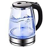 Electric Kettle, Electric Tea Kettle 1.6L 1500W Glass Electric Kettle,Gold  Stainless Steel, BPA-Free, Cordless, Automatic Shutoff, Boil-Dry  Protection-Green 