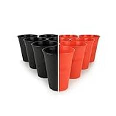 BOOZIE'S 22 Beer Pong Cups Set 16 oz / 473 ml Extra Robust Made of Sustainable Hard Plastic Reusable Beer Pong Cups Dishwasher Safe Reusable Made in Germany Party Cups Red Cup (Red/Black)