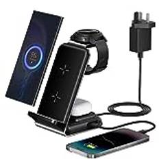 Wireless Charger for Samsung Devices - 4 in 1 Charging Staion for Samsung Galaxy Watch 5 Pro/5/4/3/Active 2,Galaxy S23 S22 S21 S20 Ultra/Note 20 10/ Z Flip Fold 4 3 2, Galaxy Buds.