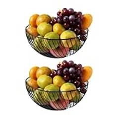 Cuiynice Fruit Basket Fruit Bowl Storage Baskets Fruit Bowl Basket Holder 2 PCS for Fruit Storage for Kitchen Counter Countertop Vegetables Bread Snacks Fruit Dish Fruit Tray (Black 10 * 25.5 * 13cm)