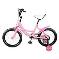 DSYOGX 16 Inch Children's Bicycle with Removable Auxiliary Wheels Carbon Steel Frame Pink Bike Universal Cycling for 5-8 Years Kids, Pink
