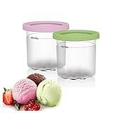 Ice Cream Containers (4 Pcs - 1 Pint Each) for Homemade Ice Cream Reusable  with Lids Compatible with NC299AMZ & NC300s Series Creami Ice Cream Makers