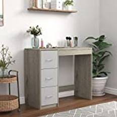 URBNLIVING 3 Drawer Wooden Bedroom Dressing Table (Ash Grey Carcass + Grey Drawers)