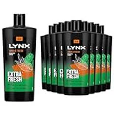 Lynx 3-in-1 Shower Gel Jungle Fresh 12 Hours of Long Lasting Refreshing Fragrance Body Wash with Plant-Based Moisturisers for Men for Naturally Soft Skin, 700ml Pack of 12