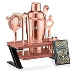 ROCKSLY Mixology Bartender Kit and Cocktail Shaker Set for Drink Mixing | Mixology Set with 7 Bar Set Tools and Bamboo Stand Makes It The Perfect Home Cocktail Kit | Complete Bartender Kit (Copper)