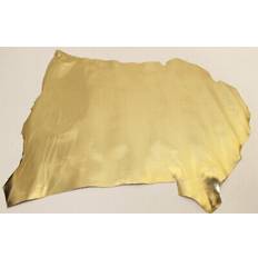 Metallic foil leather kid skins, lemon gold, 3.50 sq ft, 0.7-0.9 mm thick
