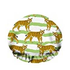 Double Waterproof Bathing Shower Cap Lynx Animals Cartoon Cat Leopard Stripe Grass Cute Reusable Fashion Shower Hat For Women Beauty, BathHair Spa, Home Hotel Travel Use