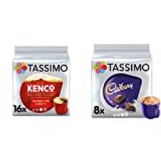 Tassimo Kenco Americano Smooth Coffee Pods x16 (Pack of 5, Total 80 Drinks) & Cadbury Hot Chocolate Pods x8 (Pack of 5, Total 40 Drinks)