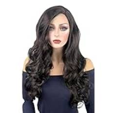 Long, brown wig, with wonderful loose waves and curls and a sweeping fringe: Leonie dark brown #4