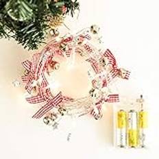 Christmas Ornaments String Lights Jingle Bell Lattice Bow-Knot 6.56FT 20LED Fairy Metallized Balls Garland Light for Eve Evening Party (Lattice Bow-Knot Bell, 6.56FT/20LED)