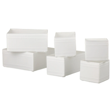 Set of 6 drawer organiser storage cloth boxes wardrobe grey / white