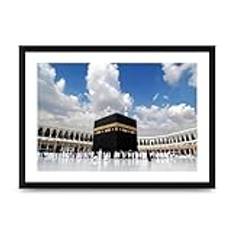 Lithobee - Kaaba In Mecca Saudi Arabia - Printed Wall Art Design in Sizes A2, A3 & A4 Framed in a Stylish Quality Coloured Frame or Unframed (A4 Black Brushed Frame)