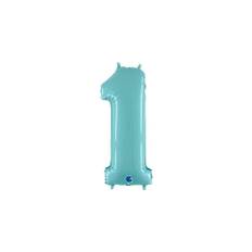 Pastel Blue Number 1 Helium Foil Giant Balloon 66cm / 26 in