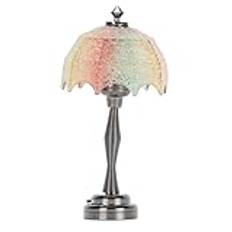 Mini Dollhouse LED Floor Lamp Style with Colorful Lampshade, Metal Base, Functional Light, Battery Operated