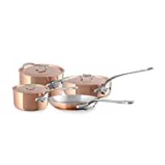 Mauviel 1830 M'Heritage M150S 1.5mm Polished Copper & Stainless Steel 7-Piece Cookware Set With Cast Stainless Steel Handles, Made In France