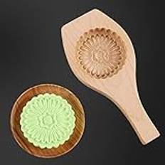 Baking Mould, Beautiful Flower Pattern DIY Moon Cake Mold, Wood Material Green Been Cake Pastry Baking Mold for Home(07)