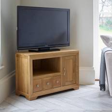 Natural Solid Oak TV Cabinets - Corner TV Unit - Halo Range - Oak Furnitureland