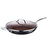 COOKSMARK Copper Pan 12-Inch Nonstick Induction Frying Pan with Lid and Cool-Touch Handle, Copper Ceramic Skillet, Saute Pan, di