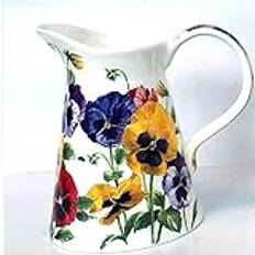 15cm Serving Jug by Heritage - Porcelain Pitcher Jug with Unique Pansy Design - Perfect Kitchen Jug for Water Milk Cream Gravy Sauce or Custard - Great Housewarming or Moving Gift