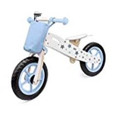 HYGRAD® Wooden Balance Bike Kids Running Walking Lightweight Training Bikes + Bell & Basket (Blue)