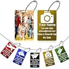 Personalised Custom Luggage Tags for Suitcases with Photo Text,Personalised Travel Essentials for Women Men Double-Sided Laser Engraved,Cute Personalised Gifts for Travel Privacy Protection (Gold)