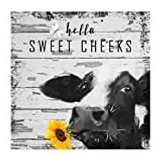 Hello Sweet Cheeks Wall Stickers Modern Cow Sunflower Wall Decal Vinyl Wall Art Murals Quotes for Home Decorations