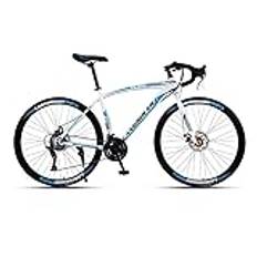 TiLLOw 700C Wheels, Adult Bicycle, 21/24/27/30 Speed, Road Bike Road Bicycle Racing, Dual Disc Brake Variable Speed Men's And Women(White-blue,21-SPEED_700C)