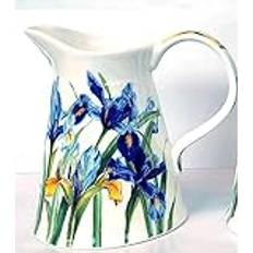 15cm Serving Jug by Heritage - Porcelain Pitcher Jug with Unique Iris Flower Design - Perfect Kitchen Jug for Water Milk Cream Gravy Sauce or Custard - Great Housewarming or Moving Gift