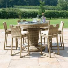 MZ Winchester 6 Seater Round Rattan Bar Set with Ice Bucket