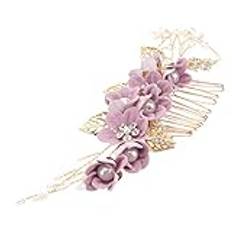 Ipetboom Wedding Hair Comb Accesorios Para Mujer Metal Hair Barrettes Prom Accessories Hair Pin Pearl Hair Bridal Hair Clip Bride Lilac French Hair Clips Combs Miss Purple Cosmetic Diffuser