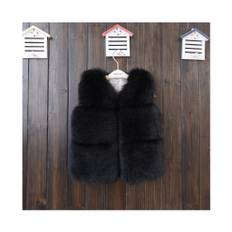 (Black, 4-5Years) Winter Kids Girls Fluffy Faux Fur Vest Coat Thick - Not Specified - One Size