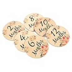 Toyvian 6 Pcs Milestone Card Newborn Monthly Milestone Discs Bassinet Accessoire Announcement Babies Photo Newborn Months Milestone Signs Stickers Bebe Birth Prop Wood Cd Double Sided Baby