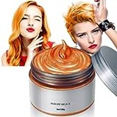 Temporary Hair Wax Colour, Hair Spray Temporary, Orange Hair Wax Hair Style Dye Mud, Orange hair dye, Natural Ingredients Washable Hair Styling Cream for Men Women Coloring Wax 120g /4.23 Oz (Orange)