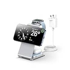 ZnnYoo Wireless Charger, Magsafe 3 in 1 Wireless Charging Station, Aluminum Alloy 20W Magnetic Fast Charger Stand for iPhone 15 14 Plus 13 12 Pro Max, Apple Watch 9/8/7/6/SE/5/4/3/2, Airpods Pro/3/2