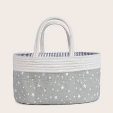 SHEIN pc Light Grey Star Knitted Diaper Caddy Organizer Basket For Mom And Baby