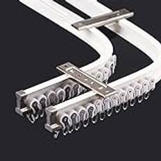TEN-HIGH Flexible Aluminum Curtain Tracks, Bendable Ceiling Mount Curtain Rail System, Curtain Double Tracks Luxurious Heavy Conjoined Curtain Rails Silence Track for Office Home (Ivory white,2*3.3m)