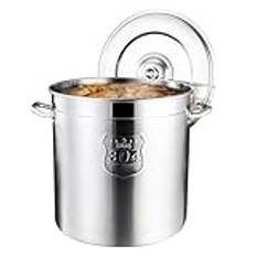 AIZYR Stock Pot 304 Stainless Steel Cooking Pot Deep Soup Pot with Lid, Large Pot Heavy Duty Induction Pot for Soup, Seafood,Boil,25cm*25cm