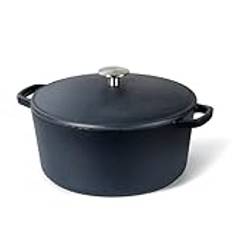 CAROTE Cast Iron Dutch Oven with Lid, Enameled Casserole Dish for All Hobs Compatible, 5L Non-stick Cooking Pot for Braising, Stews, Roasting, Bread Baking, Navy Blue