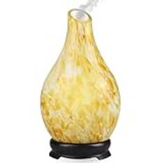 Cello Golden Rays Art Glass Ultrasonic Diffuser - Oil Diffuser And Humidifier - An Aromatherapy Diffuser To Pair With Essential Oils Or Use As An Led Lamp
