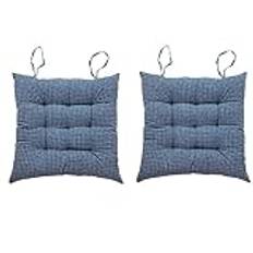 Set of 2 chair cushions, chair cushions, seat cushions for chairs, soft chair cushions made of cotton and linen, seat cushions with straps