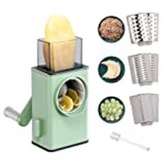 Vegetable and Cheese Grater, 3 in 1 Vegetable Grinder with Potato Chopper, Multifunctional Kitchen Mandolin, Vegetable Cutter, 3 Stainless Steel Blades, Julienne Slice