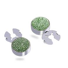 starry sky full with Green zircon silver BUTTON COVER cufflinks for Tuxedo Business Formal Shirts 17.5MM one pair - Multicoloured