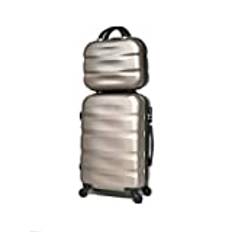 Hard Shell Cabin Luggage with Vanity Case - 5806 Champagne