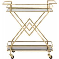 NORDAL Gold and Black Glass Trolley Table
