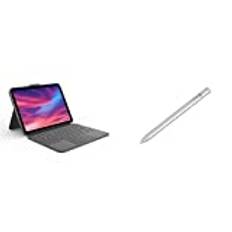 Logitech Combo Touch Keyboard Case for iPad (10th gen) with detachable keyboard and Logitech Crayon (USB-C) digital pencil for all iPads (2018 releases and later) - QWERTY UK