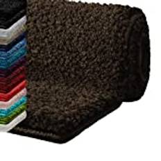 casa pura Non-Slip Bath Mat SKY Soft, Modern, Shaggy Bathroom Rug with Dense Absorbent Pile High Thickness Quick Drying, Machine Washable (Brown, 80 x 150 cm)