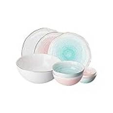 Classic Dishes Dessert Plates Home Kitchen Dinnerware Set Irregular Dish Set, Plates and Bowls Sets, 8-Piece Ceramic Dinner Plate Sets, Service for 6